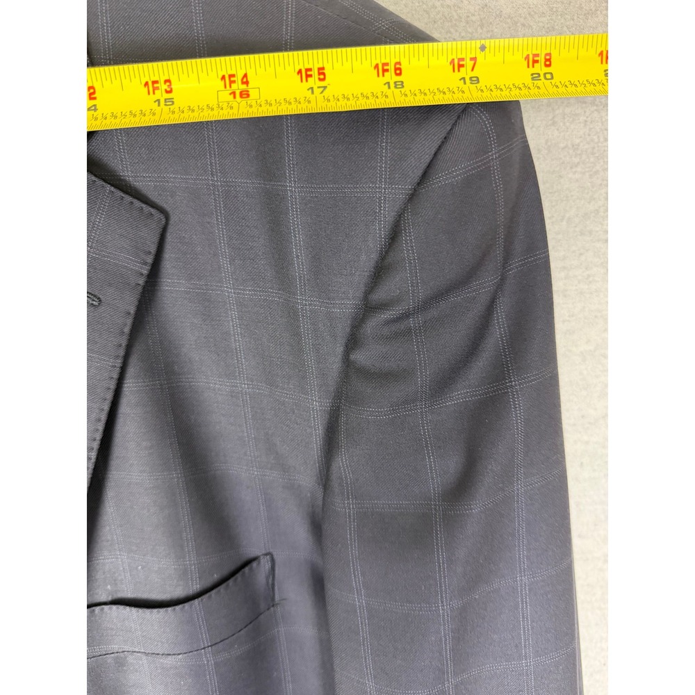 Mercury Super 120s Wool Blazer Navy Blue Windowpane Bespoke Sport Coat 42L - Picture 6 of 10